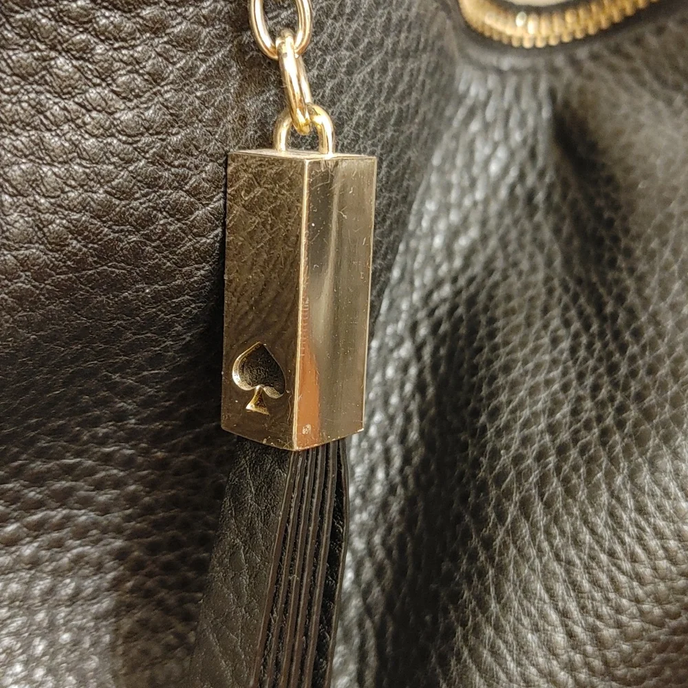 kate spade Black Pebbled Leather Crossbody Hobo with Tassel - Picture 2 of 6